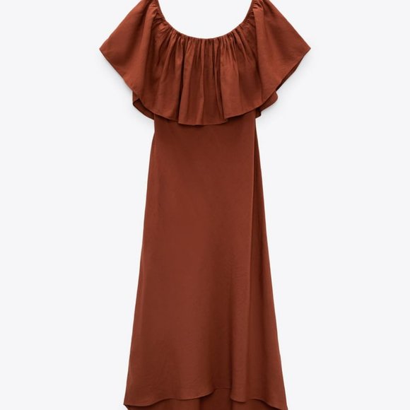 NWT - Zara Ruffled Linen Dress - Picture 2 of 3